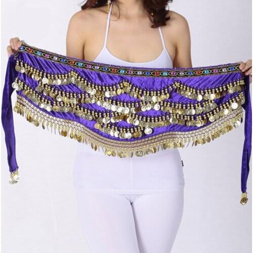 310 Coins Belly Dancing Waist Chain Color Diamond Sequins Tassel Hip Scarf Dance Performance Waistband Belly Dance Wrap Skirt