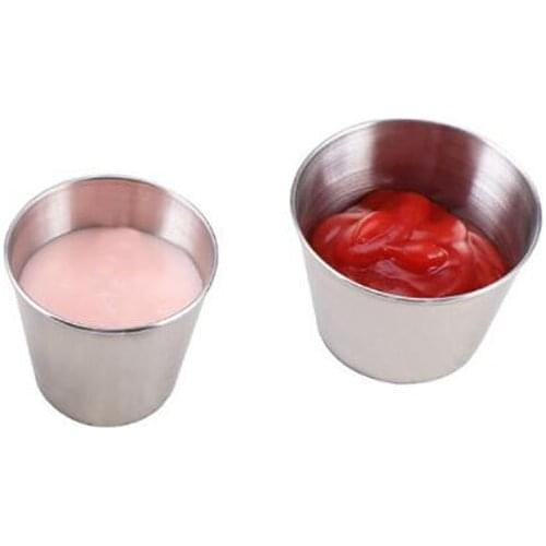 50pcs Stainless Steel Sauce Cups Potato Chips Tomato Paste Cup Restaurant Salad Sauce Dipping Bowls