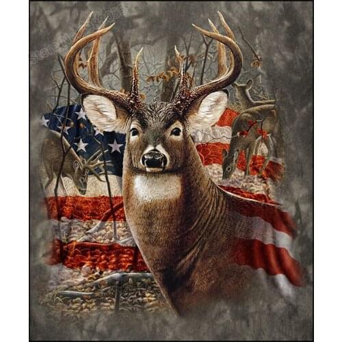5D DIY Diamond Painting Animal Elk and American Flag Crystal Mosaic Full Square Drill Diamant Painting Embroidery Cross Stitch