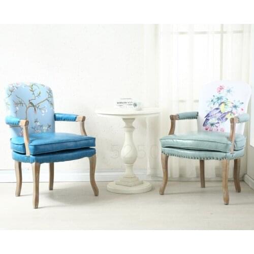 8000 American single lounge chair bedroom cafe coffee chair solid wood armrest dining chair study computer chair