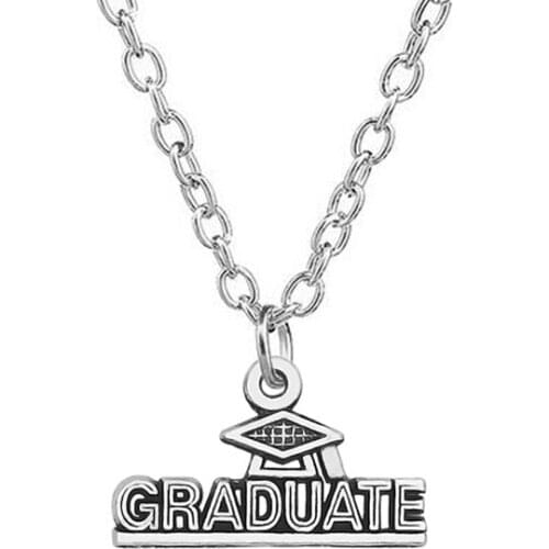 Antique Silver Plating Zinc Alloy Eco-friendly Metal Diploma Graduate Necklaces For School Class Jewelry