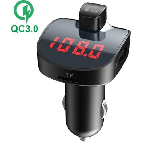 Handsfree Car Kit Bluetooth V4.1 FM Transmitter Modulator A2DP Music MP3 Player QC 3.0 Quick Charger Support TF Card USB Disk