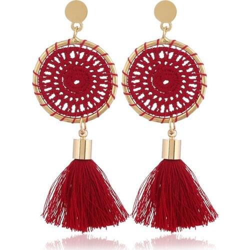Bohemian Vintage Trendy Handmade Dream Catcher Net Tassel Earrings Statement Dangle Drop Brincos For Women Chic Sexy Jewelry