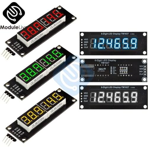 New TM1637 6 Bits 5V Digital LED Display Module For Arduino 7 Segment 0.36 Inch Decimal Clock Red Anode Tube Double Dots Module
