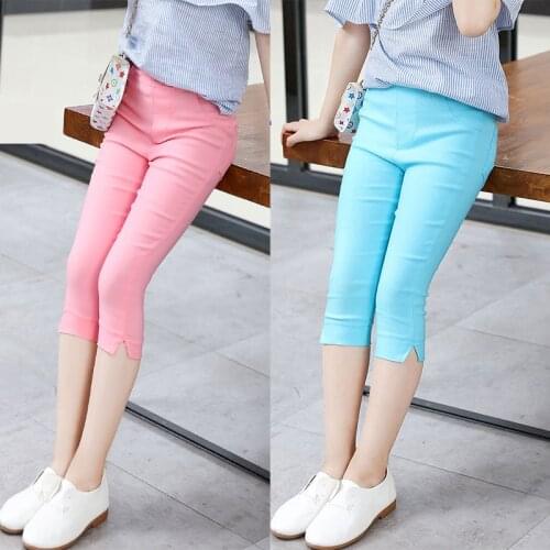 Children Girls Leggings Summer Knee Length Pants Cute Candy Color Clothing Girls Pants Children Kids Trousers
