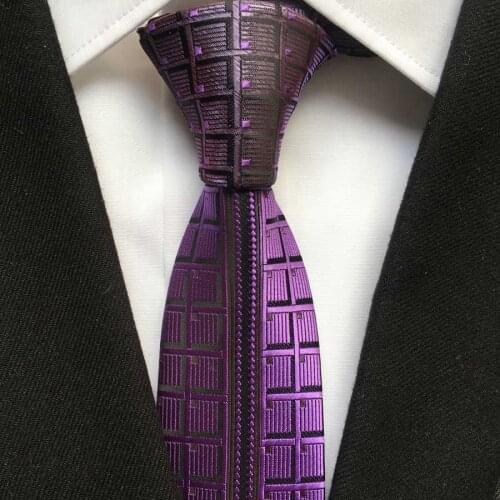 Designer Mens Ties Unique Panel Necktie Purple Unique Plaids Neck Tie for Men