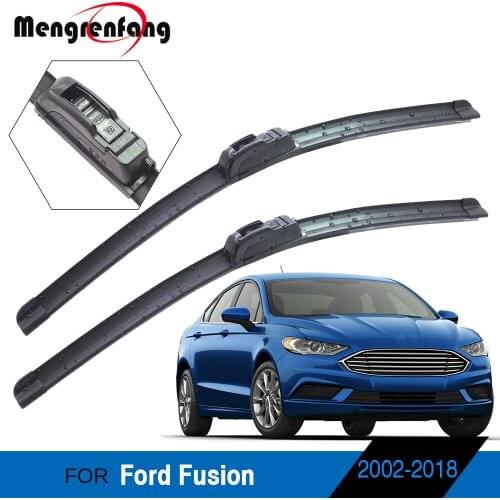 For Ford Fusion 2002-2018 Car Front Windscreen Wiper Auto Soft Rubber Wiper Blades J Hook & Pinch Tab Arms 2 Pieces