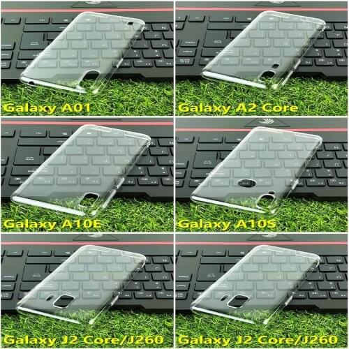For Samsung Galaxy A01 A10E A10S A2core J2core Glossy Snap Case Crystal Hard PC Full Cover Clear Camera Protect Back Shell