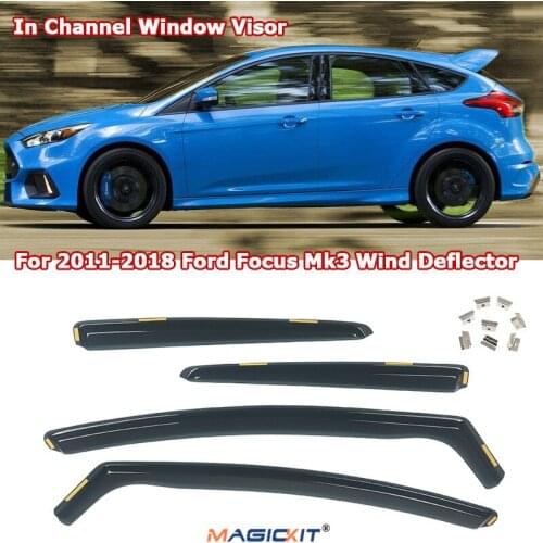 Magickit Door Wind Deflectors 4-PC For FORD FOCUS MK3 Saloon 4/5-doors 2011-2018