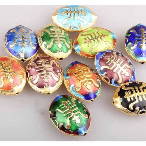 5pcs Chinese style Cloisonne Enamel Filigree Beads DIY Jewelry Making Supplies Pendant Earrings Necklace Bracelet Accessories