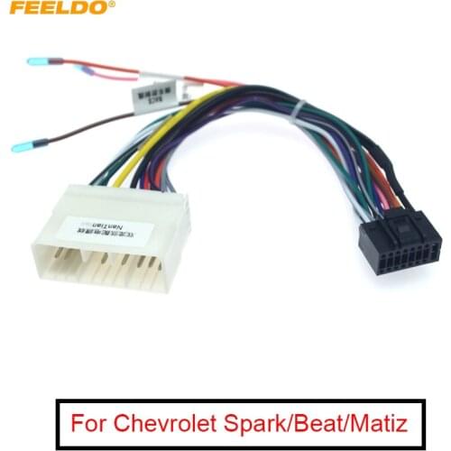 FEELDO 1PC Car Audio Radio 16PIN Wiring Harness Adaptor For Ssangyong Chevrolet Spark Power Calbe Plug Head Unit Harness