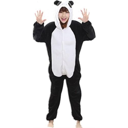 Flannel Anime Cartoon Panda Cosplay Adult Unisex Cosplay Animal Cute Onesies Animal Pajamas Halloween animal nonopanda Sleepwear