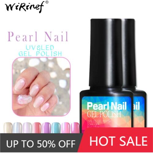 WiRinef 8 Colors Gel Polish Pearl Color Glue Nail Varnish UV LED Lamp Gel Polish Soak Off Shell Style Gel Nail