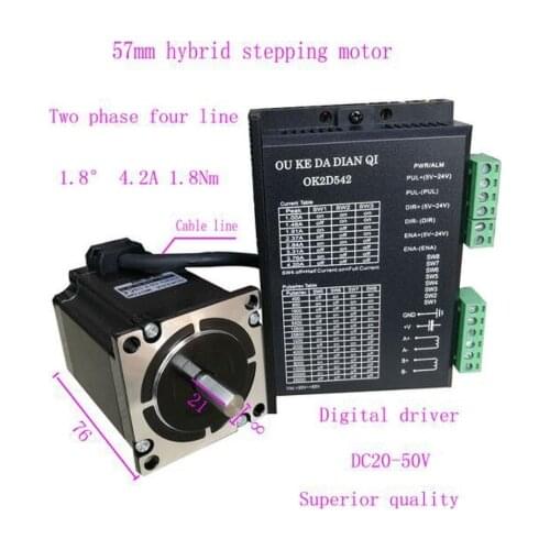 1set Hybrid Step-servo Driver CNC Controller Kit 57mm hybrid stepping motor 2-phase four line 1.8degree 4.2A 1.8Nm