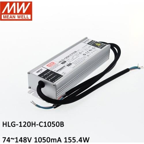 MEAN WELL HLG-120H-C1050B 74V~148V 1050mA 150W Dimming LED Power Supply waterproof IP67 Dimmable Constant Current LED Driver