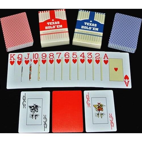 2 Pcs Classic Texas Poker Cards Big Typeface Plastic Cards Waterproof Poker Game 0.32mm Coarse Sand 63x88mm Playing Cards