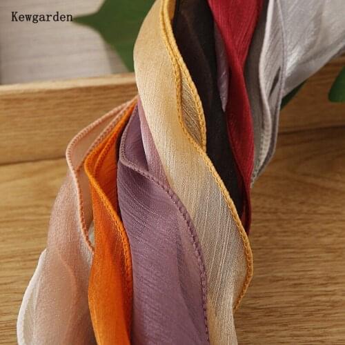 Kewgarden Bright Wire Stripe Wrinkle Hemming Organza Ribbon 2" 5cm Handmade Tape DIY Bow Accessories Gift Packing Riband 25 Yard