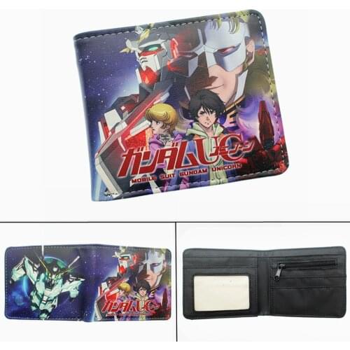 Anime Gundam PU Wallet Bifold Photo Card Holder Layers Student Coin Pocket Leather Boys Girls Student Short Cartoon Purses