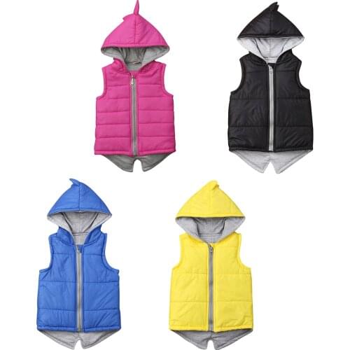 Winter Infant Kids Baby Girls Dinosaur Vest Zip Hooded Jacket Coat Tops Outerwear Pink Hoodies 6M-7T