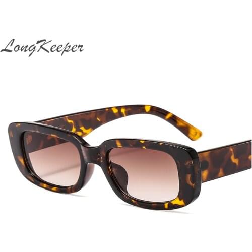 LongKeeper Men Rectangle Sunglasses Women 2020 Leopard Summer Sun Glasses Ladies Retro Vintage UV400 oculos feminino