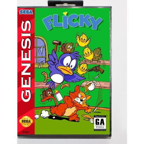 Flicky 16bit MD Game Card For Sega Mega Drive/ Genesis with Retail Box