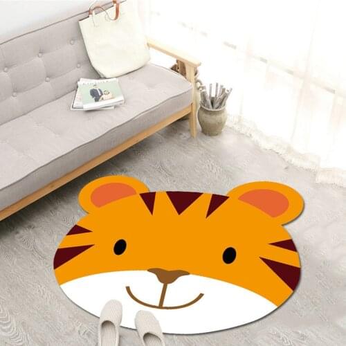 Lovely Cartoon Animals Round Carpet for Living Room Panada Tiger Pig Rugs Children Kids Bedroom Chair Play Mats Bath Rugs tapete