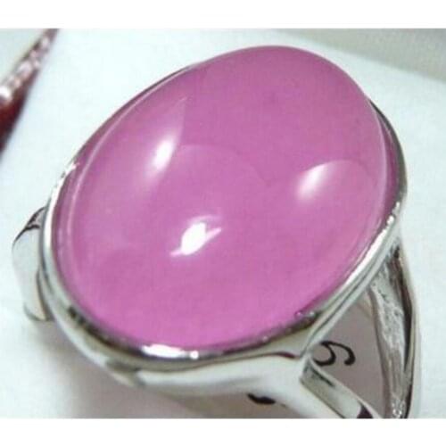 Fashion jewelry Free Shipping Stunning pink jade agates bead ring(#6,7,8)
