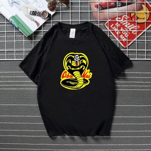 Mens T-Shirt Soft Cobra Kai Strike Hard Strike First No Mercy T Shirt For Man New Arrival Amazing Classic Short Sleeves Tshirt