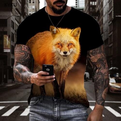 KYKU Brand Wolf T shirt Men Animal Funny T shirts Cute T-shirts 3d Harajuku Tshirt Printed Shirt Print Short Sleeve Punk Rock