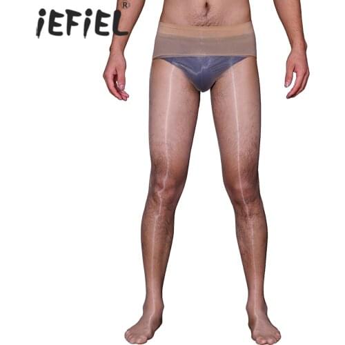 Men Transparent Ultra Pantyhose Shiny Solid Color See-Through Elastic Waistline Erotic Stockings Seamless Socks for Nightclub
