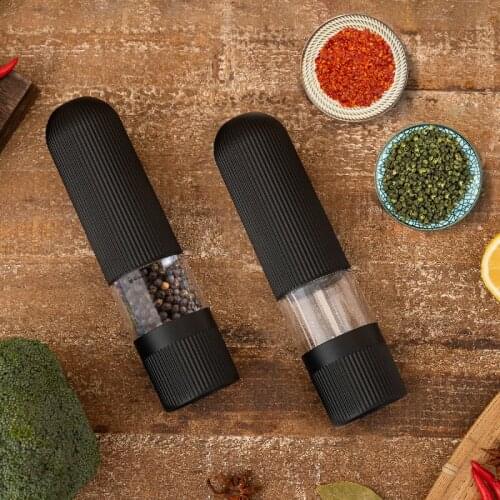 2 Pieces Set Kitchen Spice Salt Pepper Grinder Automatic Grinder Tools Electric Stainless Steel Pepper Grinder Gravity Induction