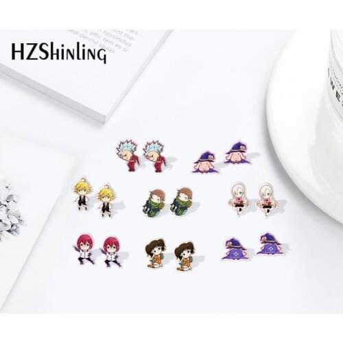 New Fashion Acrylic Earrings The Seven Deadly Sins Cartoon Earrings Resin Epoxy Jewelry