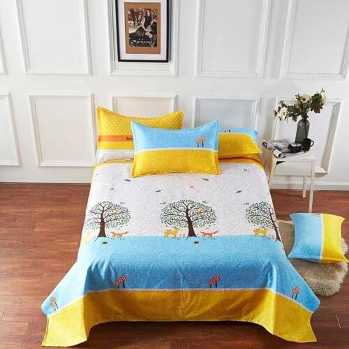 2020 New Bed Sheet With Pillowcase Colorful Flower Printed Fitted Sheet Cotton Blend Polyester Mattress Cover Single Queen Size