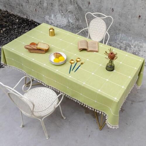 New Creative Simple Nordic Style Household Pure Color Table Cloth Embroidered Tassel Lace Coffee Table Table Cloth