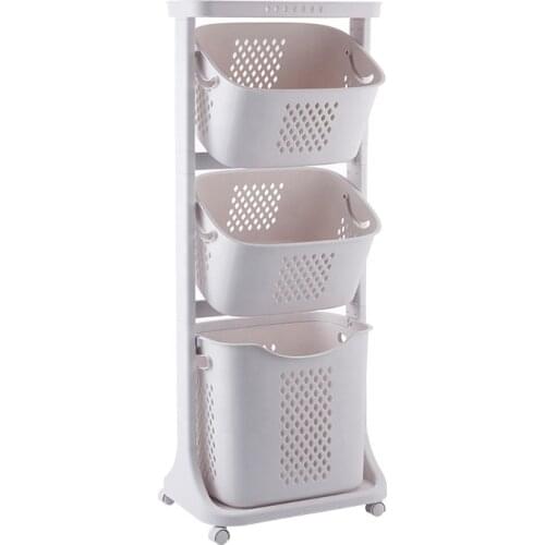 New Products Foldable Household Hotel Bathroom Collapsible Plastic Laundry Basket with Wheel