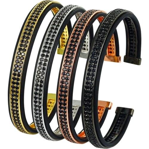 New Trendy Anil Arjandas Men Bracelets Bangles Charm Women Jewelry Bijoux Copper Rhinestone Leather Cuff Bangle