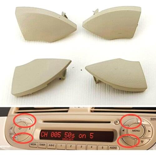 4pcs Beige Buttons Trim Cover For Fiat 500 Radio Cd Button Trim Mold Cover Removal Car Interior Accessories