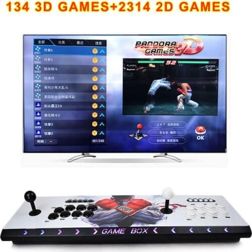 Pandora 3D Arcade Box 2448 in 1 Save Function Zero Delay 8 Buttons Joystick Controller PCB 134pcs 3D Games Retro Arcade Console