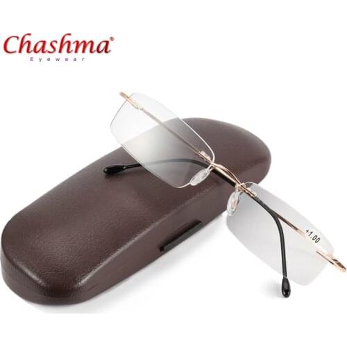 Presbyopia Gold Eyeglasses Women Men Unisex Rimless Memory Titanium Flexible Reading Glasses 1.0 1.5 1.75 2.0 2.5 2.75 3.0