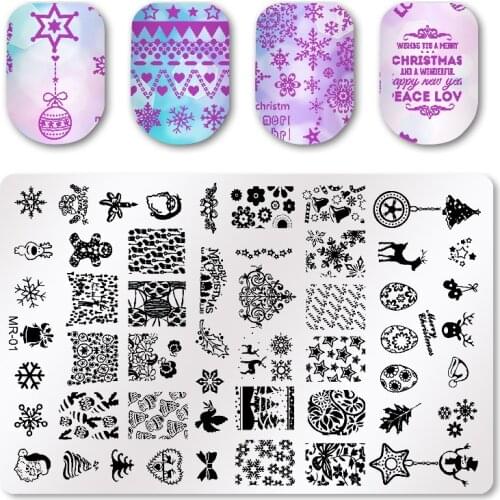 Christmas Series Nail Art Stamp Stamping Stainless Steel Mold Nail Polish Printing Stencil Nail Template Tools