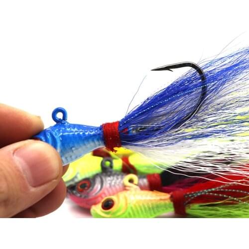 Fish Jig Head Hook with Feather 25g Fly Fishing Lure Jigs Deer Hair Hooks Bind Fur 1 Piece SALE