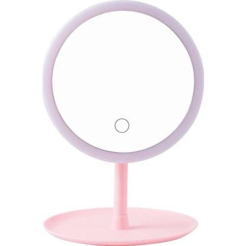 LED three-tone light desktop can stand portable folding girl heart small desktop with lighted vanity mirror