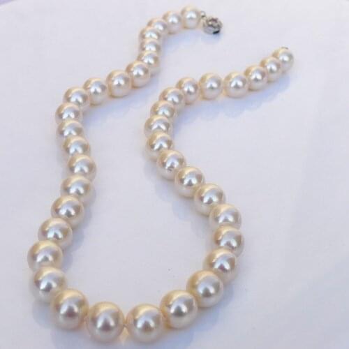 Gorgeous AAAAA 10-11MM SOUTH SEA WHITE ROUND PEARL NECKLACE 18INCH>free shipping