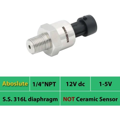 12V 24V DC input, 1 5V amplified signal, pressure transducer, 15, 30, 50 psia, 1.6, 4, 6 bar, 1.0, 2.5 mpa, AISI 316L diaphragm