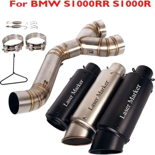 Motorcycle Exhaust System Connect Link Pipe Muffler Tip Silencer for BMW S1000RR 2010-2014 S1000R 2010-2016