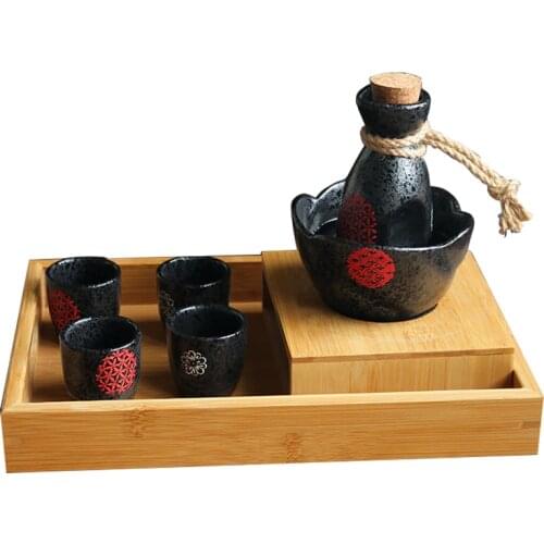 Japanese Vintage Black Rustic Sake Cups Set Mini Personalized Collection Design Gourde Inox Isotherme Wine Bar Decoration EC50JJ