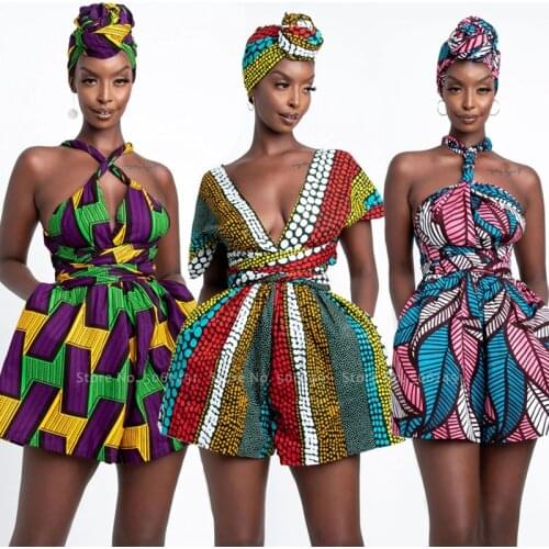 Women African Clothing Indian Dashiki Retro Print Jumpsuit Mini Skirt Shorts Party Clothes Fashion Ankara Kanga Vintage Vestidos
