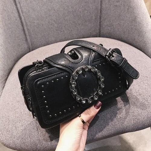 Womens PU Leather Shoulder Bag Studded Diamond Mini Crossbody Bolsa Feminina Luxury Handbags Women Bags Designer Bolsos Mujer