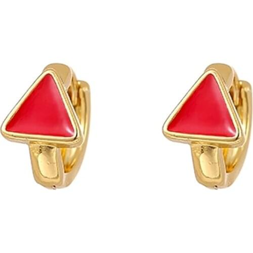 ZHINI Bohemia Vintage Colorful Drip oil Stud Earrings for Women Simple Punk Geometric Triangle Statement Earring Jewelry Gift