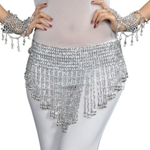 New Belly Dance Costume Hip Scarf Bellydance Costume Belt Bead & bell Belt Belly Dance Jewelry Tribal 2 Color Gold / Silver
